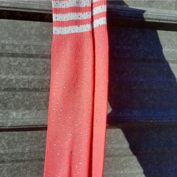 Neon Pink Rhinestone Thigh High Socks - Picture 17 of 17
